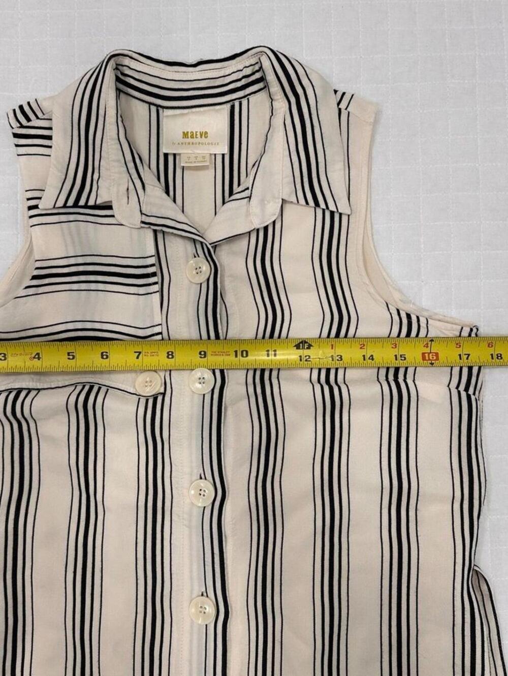 Maeve Anthropologie Striped Shirtdress Size 2 Button Front Midi Belted Dress - Picture 10 of 13